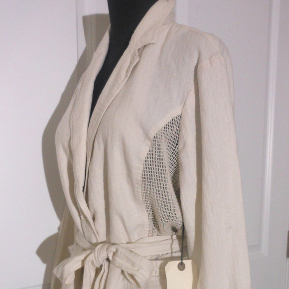 ANTHROPOLOGIE NWT Openwork Linen Blazer with Waist Sash 14 - Picture 4 of 9